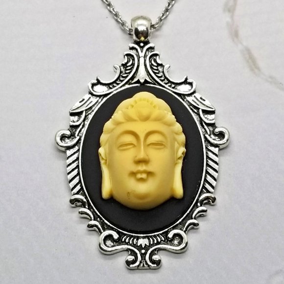 Baroque Vintage - Custom Jewelry - Amitabha Buddha High-Rise Cameo Buddhist Silver Necklace